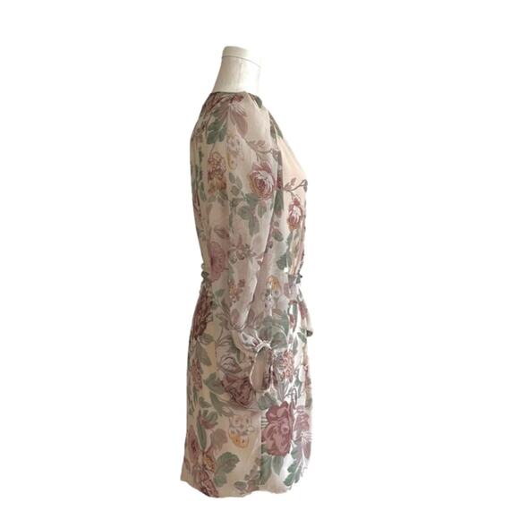 Fab’rik Dress Marnie Floral Print Chiffon Lantern Sleeves Wrap Tie Small NEW - Picture 8 of 13